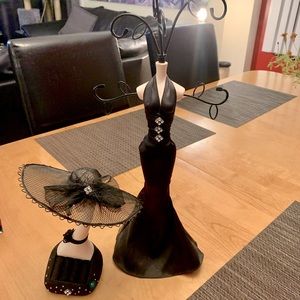 Jewelry display stands model rack necklace earrings ring holder dress black